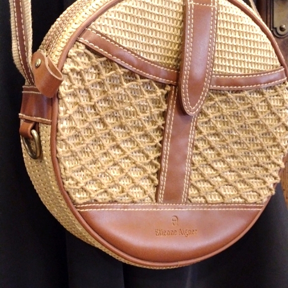 NWOT Etienne Aigner Crossbody Rattan Purse Satchel - Picture 3 of 11
